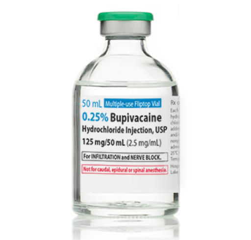 [00409116001] Bupivacaine Hydrochloride Injection, USP, 2.5mg/ml, 50ml Vial, Multiple Dose, Glass Fliptop Vial, 25/bx
