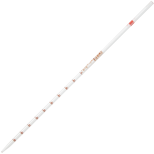 [8510001] Pipette, Serological, Globe Glass, Reusable, 1mL, To Deliver (TD), 0.1 Graduations, Red Band, ASTM E1044, 6/bx