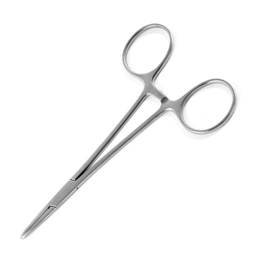 [97-426] Merit Halsted Mosquito Forceps, 5", Straight, Serrated, Finger Ring, Stainless Steel, Reusable, Non-Sterile