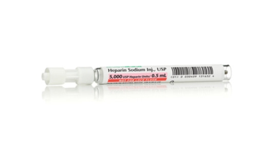 [00409131632] Heparin Sodium Injection, USP, 5000 units, 0.5 ml Carpuject Luer Lock Glass Syringe, No Needle, 50/bx
