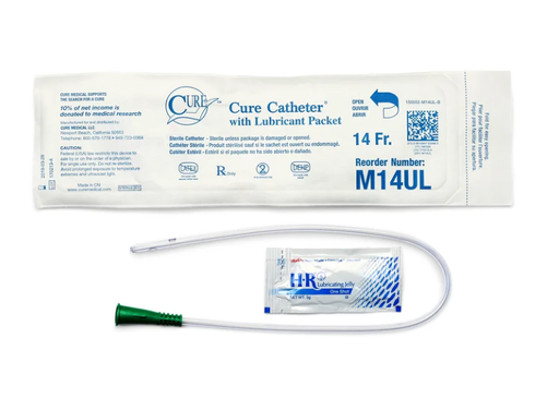[M14UL] Catheter, Male, Pocket Size Packaging, Single-Use with Lubricant, 16", Straight Tip, 14FR, 30/bx, 10 bx/cs