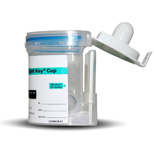 [DOA-1127-041-19] Drug Test, Key Cup, Test For COC, THC, MOP, AMP, mAMP, BZO, BAR, MTD, MDMA, OXY, PPX, BUP, New Lid, 25/bx