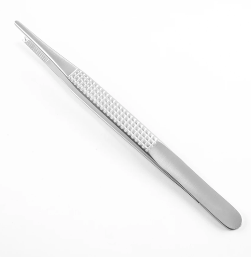 [19-2170] Bonney Tissue Forcep, Surgical Grade Stainless Steel, Nonsterile, Straight, 1x2 Teeth, 7", Thumb Handle