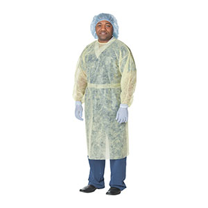 [1100PG] Isolation Gown, Lightweight, with Ties, Spunbond Polypropylene, Yellow, Universal Size, 10/pk, 10 pk/cs
