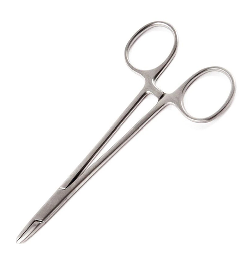 [96-2580] Needle Holder, Econo, Sterile, 5 ½ Length, Straight Serrated Tip, Finger Ring Handle, Disposable, 50/cs