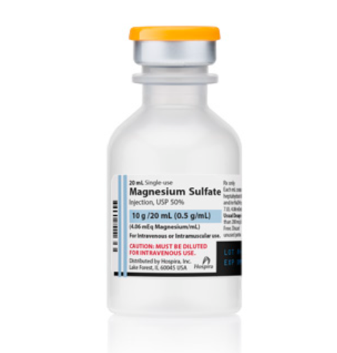 [00409216877] Magnesium Sulfate Injection, USP, 0.5 g/ml, 20 ml Vial, Standard Plastic Vial, 25/tray, 1 tray/ea