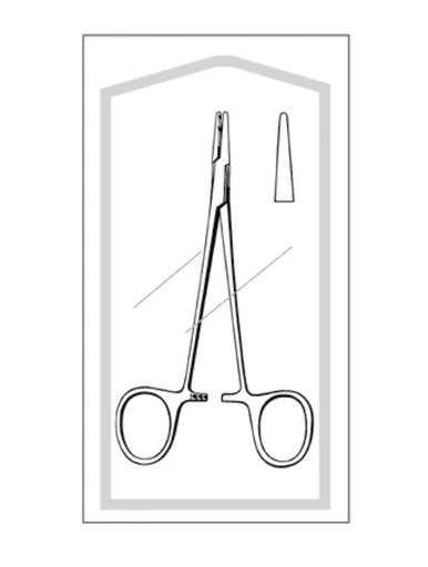[96-2584] Needle Holder, Econo, Sterile, 5 ¼ Length, Straight Smooth Tip, Finger Ring Handle, Disposable, 50/cs