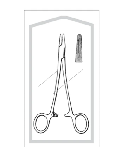 [96-2594] Needle Holder, Econo, Sterile, 6 Length, Straight Serrated Tip, Finger Ring Handle, Disposable, 50/cs