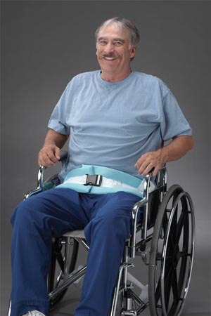 [4126Q] Posey Padded Belt, 13in Length, 4in Width, White/Blue, 2-Piece, Quick Release, Fits waist up to 60in