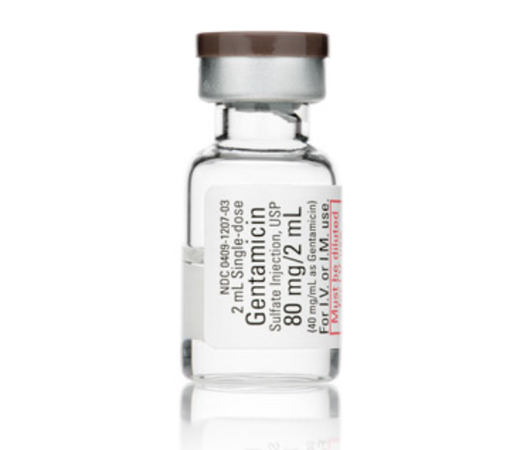 [00409120703] Gentamicin Sulfate Injection, USP, 40mg/ml, 2ml Vial, Single Dose, Glass Fliptop Vial, 25/bx