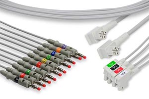 [LWC10-LB0] EKG Leadwire, 10 Leads Banana, Philips Compatible w/ OEM: 989803151631, 989803151671, 989803151651