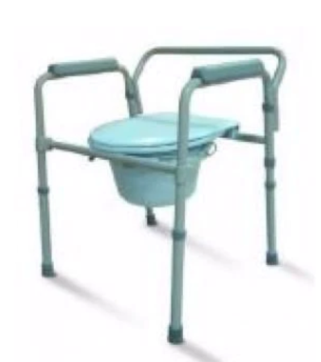 [CPAT0002] Patient Commode with Lid, Fixed Arm, Aluminum, 10 Qt Bucket, 17-21", 300 lb Weight Capacity, 4/cs 