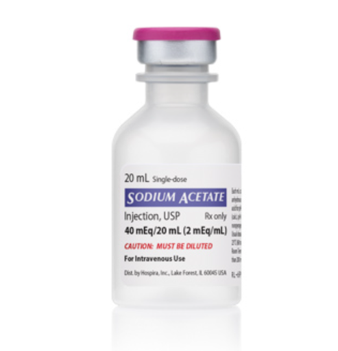 [00409729973] Sodium Acetate Injection, USP, 2 meq/ml, 20 ml Vial, Single Dose, Plastic Fliptop Vial, 25/bx