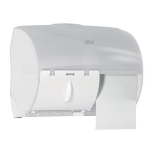[565720] Bath Tissue Roll Dispenser, Twin, for OptiCore®, Universal, White, T11, Plastic, 8.2" x 11" x 7.2"