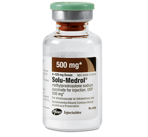 [00009075801] Solu-Medrol Methylprednisolone Sodium Succinate, 500mg Injection, Multiple Dose, 8ml Vial