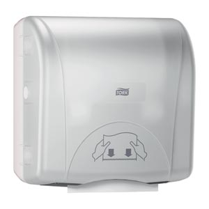 [774720] Hand Towel Roll Dispenser, Mechanical, Mini, Universal, White, H76, Plastic, 12.5" x 11.8" x 7.5"