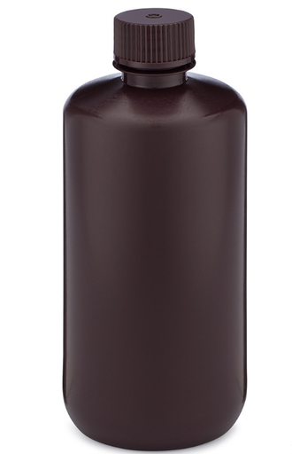[7060500AM] Diamond RealSealBottle, Narrow Mouth Boston Round, Amber HDPE with Amber PP Closure, 500mL, 12/bg