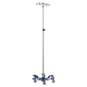 [05413700RH] IV Stand, Heavy Duty, Rake Hook, 6 Leg, Powder Coated Low Center of Gravity Base Stainless Steel