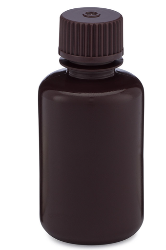 [7060060AM] Diamond RealSealBottle, Narrow Mouth Boston Round, Amber HDPE with Amber PP Closure, 60mL, 12/bg