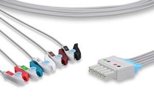 [LM5-90P0] ECG Leadwire, 5 Leads Pinch/Grabber, Draeger Compatible w/ OEM: 5956359, MP03414, CMO-07FT-5NAB