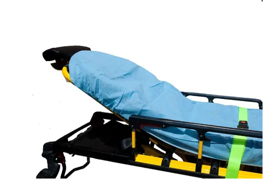 [36724] Fitted Cot Sheet, PE Coated, Standard, Non-Woven, Elastic Ends, Blue, 33" x 89", 5/bg, 10 bg/cs