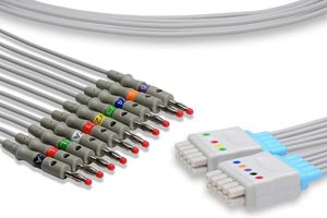 [LQ10-LB0] EKG Leadwire, 10 Leads Banana, GE Healthcare > Marquette Compatible w/ OEM: 38401816, 38401817