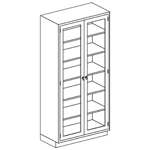 [2030535000] High Cabinet 35"W x 84"H x 18"D, (5) Stainless Steel Adjustable Shelves, (1) Hinge Glass Door