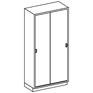 [2030535180] High Cabinet 35"W x 84"H x 18"D, (5) Stainless Steel Adjustable Shelves, Sliding Solid Doors