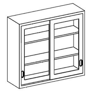 [2023035000] Wall Cabinet 35"W x 30"H x 13"D, (2) Stainless Steel Adjustable Shelves, Sliding Glass Door