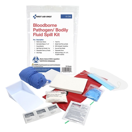 [91296] First Aid Only Bloodborne Pathogen-Bodily Fluid Spill Clean Up Kit with Plastic Bag