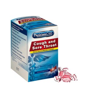 [90034] PhysiciansCare Cough & Throat Lozenges, Cherry, 1/pk, 125pk/bx