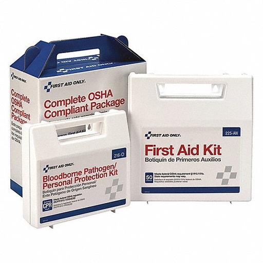 [228-CP] First Aid Only 50 Person OSHA First Aid and BBP Pack Kit with Plastic Case