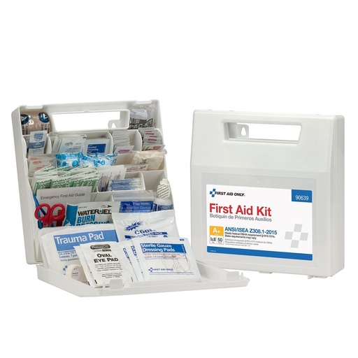 [90639] First Aid Only 50 Person Weatherproof ANSI Class A+ Bulk First Aid Kit with Plastic Case & Dividers