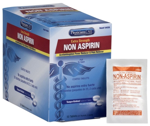 [54036] First Aid Only PhysiciansCare Extra Strength Non-Aspirin Tablet, 50/Box
