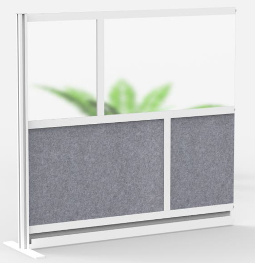 [MW-5348-XFCG] Luxor Expanse Wall Room Divider System, Silver Frame, 53" x 48" Add On Wall