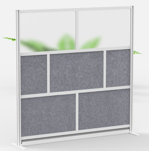[MW-7070-XFCG] Luxor Expanse Wall Room Divider System, Silver Frame, 70" x 70" Add On Wall