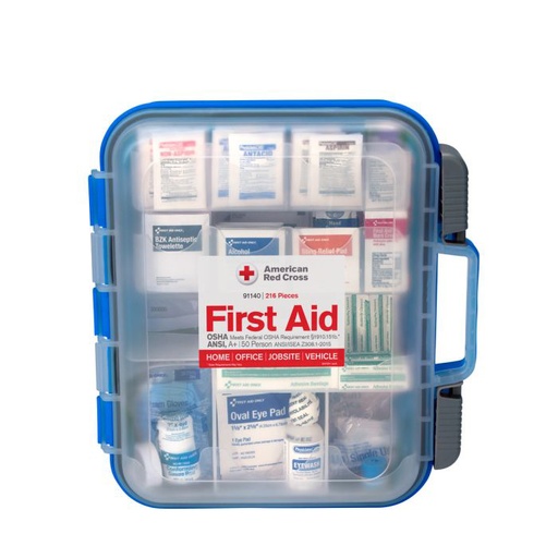 [91140] First Aid Only American Red Cross 50 Person ANSI Class A+ Large First Aid Kit with Clear Front Plastic Case