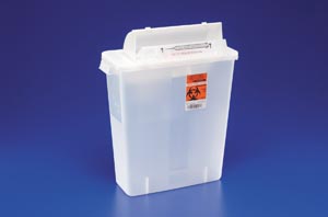 [8536SA] IN-ROOM Sharps Container, 12 Qt, Clear, SHARPSTAR Lid & Counter-Balanced Door, 16"H x 6"D x 13¾"W