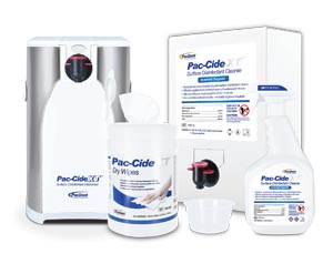 [PCXT-01] Surface Disinfectant Cleaner Premium Starting Kit, Includes: (1) Pac-Cide XT 3 L Solution with Cardboard Dispenser & Dispensing Bowl, (1) Pac-Cide XT Dry Wipe, (1) Pac-Cide XT Stainless Steel Dispenser, and (1) Pac-Cide XT 1 L Spray Bottle ( Empty), 1kt/cs
