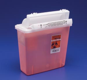 [8507SA] IN-ROOM Sharps Container, 5 Qt, Transparent Red, SHARPSTAR Lid & Counter-Balanced Door, 12½"H x 5½"D x 10¾"W, 20/cs (24 cs/plt) **On Manufacturer Allocation - Supplies may be Limited and/or may Experience Longer than Normal Lead Times**
