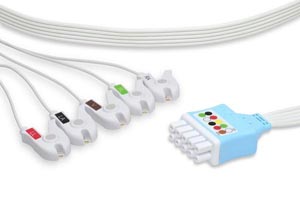 [LQ5-90DP0] Disposable ECG Leadwire, 5 Leads Pinch/Grabber, 10/bx, GE Healthcare > Marquette Compatible w/ OEM: DLP-05AD-40AM-0100, DLP-05BD-40AM-0100, 2052104-006, 2052104-007, 2052133-006, 2052133-007, 33112, DLP-05AD-40AM-0100