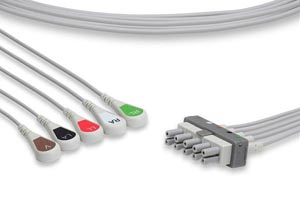 [LAB5-90S0] ECG Leadwire, 5 Leads Snap (Individual), Philips Compatible w/ OEM: M1625A, 989803104521, LDW-05AB-29AS-0100, LDW-05AB-51AS-0100, LDW-05AB-MXAS-0100, 0012-00-1003-01, LW-2300051/5A, 80900-30-5A