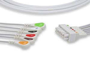 [LQB6-90S0] ECG Telemetry Leadwire, 6 Leads Snap, GE Healthcare > Marquette Compatible w/ OEM: 421930-001, 421930-002, 421930-003, LDW-06AD-29AM-0100, LDW-06AD-51AM-0100, LDW-06AD-MXAM-0100, LW-2410029/6A