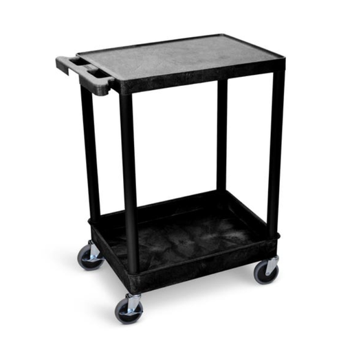 [STC21-B] Luxor ENDURA 32" 2-Shelf Utility Cart, 24" W x 18" D, Black, Tub/Flat Shelves