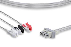 [LAB3-90P0] ECG Leadwire, 3 Leads Pinch/Grabber (Individual), Philips Compatible w/ OEM: M1609A, 989803104411, 989803104411, LDW-03BB-29AS-0100, LDW-03BB-51AS-0100, LW-3300051/3A, 80300-30-3A, NEPH1603