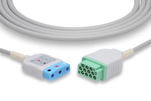 [T-13860] ECG Trunk Cable, 3 Lead for DIN Leads, GE Healthcare > Marquette Compatible w/ OEM: CB-713006R, 412944-001, 2017004-001, CBT-03NA-10CS-0001, KCA019, CB-713006R, 412944-001, 2017004-001