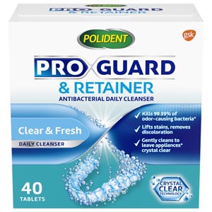 [60000000126577] ProGuard & Retainer Antibacterial Daily Cleanser Tablets, 40 tablets/box, 6 bx/cs (Available for sale in US only. Products cannot be sold on Amazon.com or any other third Party sites)