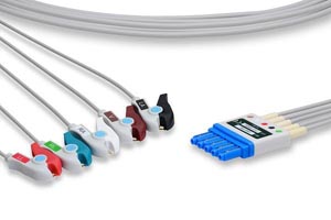 [LPA5-90P0] ECG Leadwire, 5 Leads Pinch/Grabber, Philips Compatible w/ OEM: 989803125841, LDW-05BK-MXAS-0000, LDW-05BK-29AS-0000, LDW-05BK-51AS-0000, LW-3090SMX/5A, M1973A, M1968A, 989803125841