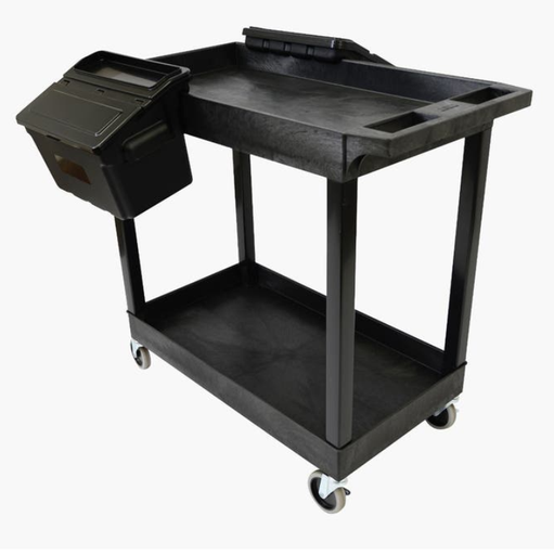[EC11-B-OUTRIG] Luxor 32" x 18" Tub Cart, 2 Shelves w/Outrigger Utility Cart Bins