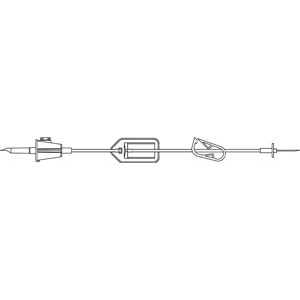 [356055] Fluid Transfer Set, Built-In 5µ Supor® Filter, Vented Spike, Gripping Flange, Large Bore Tubing 25", On/ Off Clamp, Distal 17G Needle , 25"L, DEHP & Latex Free (LF), 50/cs (Rx)